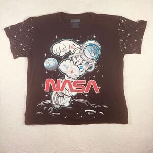 Popeye NASA Graphic T-Shirt Mens 3XL Black Excellent Astronaut Star Sleeve Tee